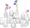 Set of 12 Small Glass Bud Vases Ribbed Modern Vintage Flower Vases